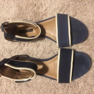 Rachel Zoe Gracie Navy Blue and White Flat Sandal